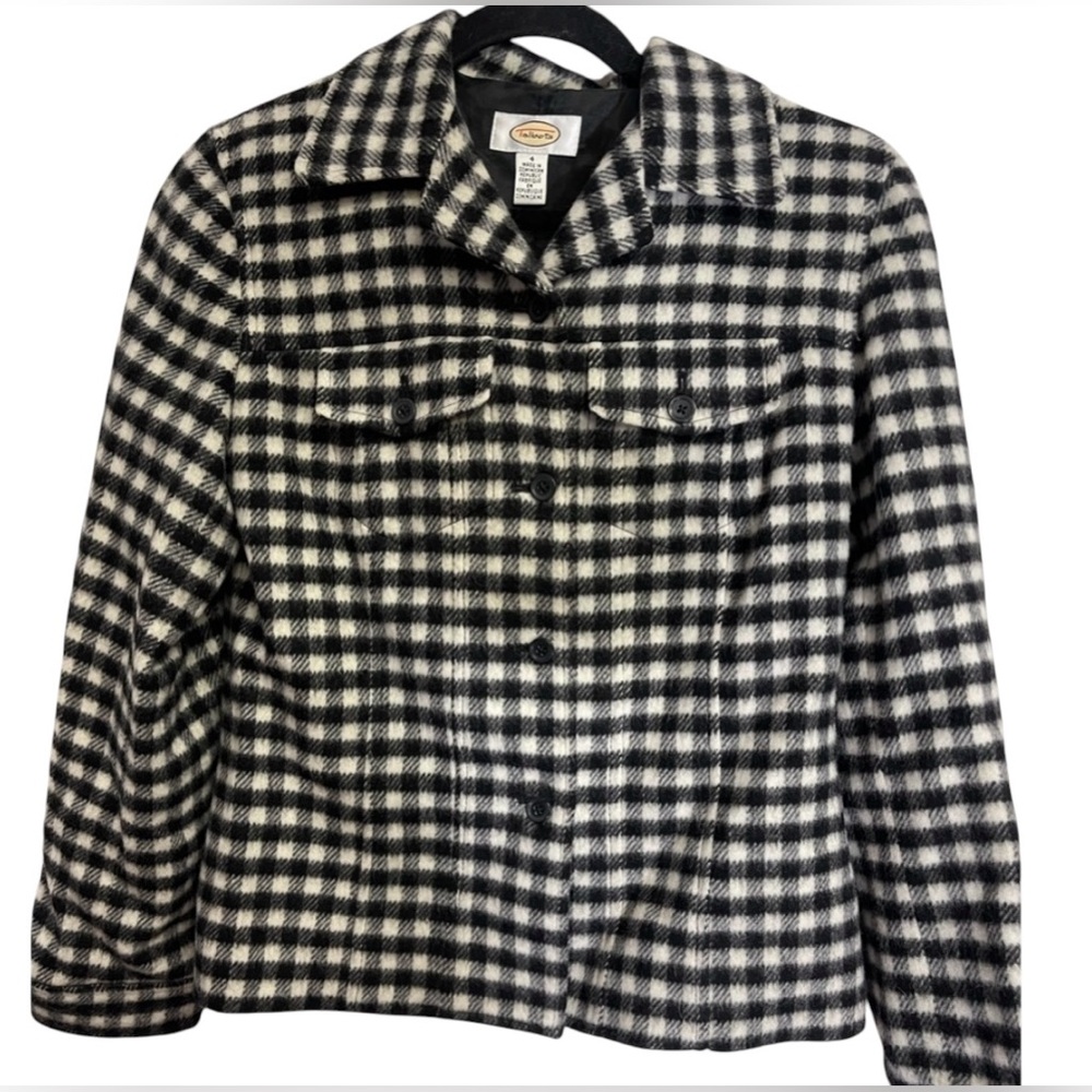 Talbots blazer size 4 women’s flawless wool blend checked plaid jacket 🖤